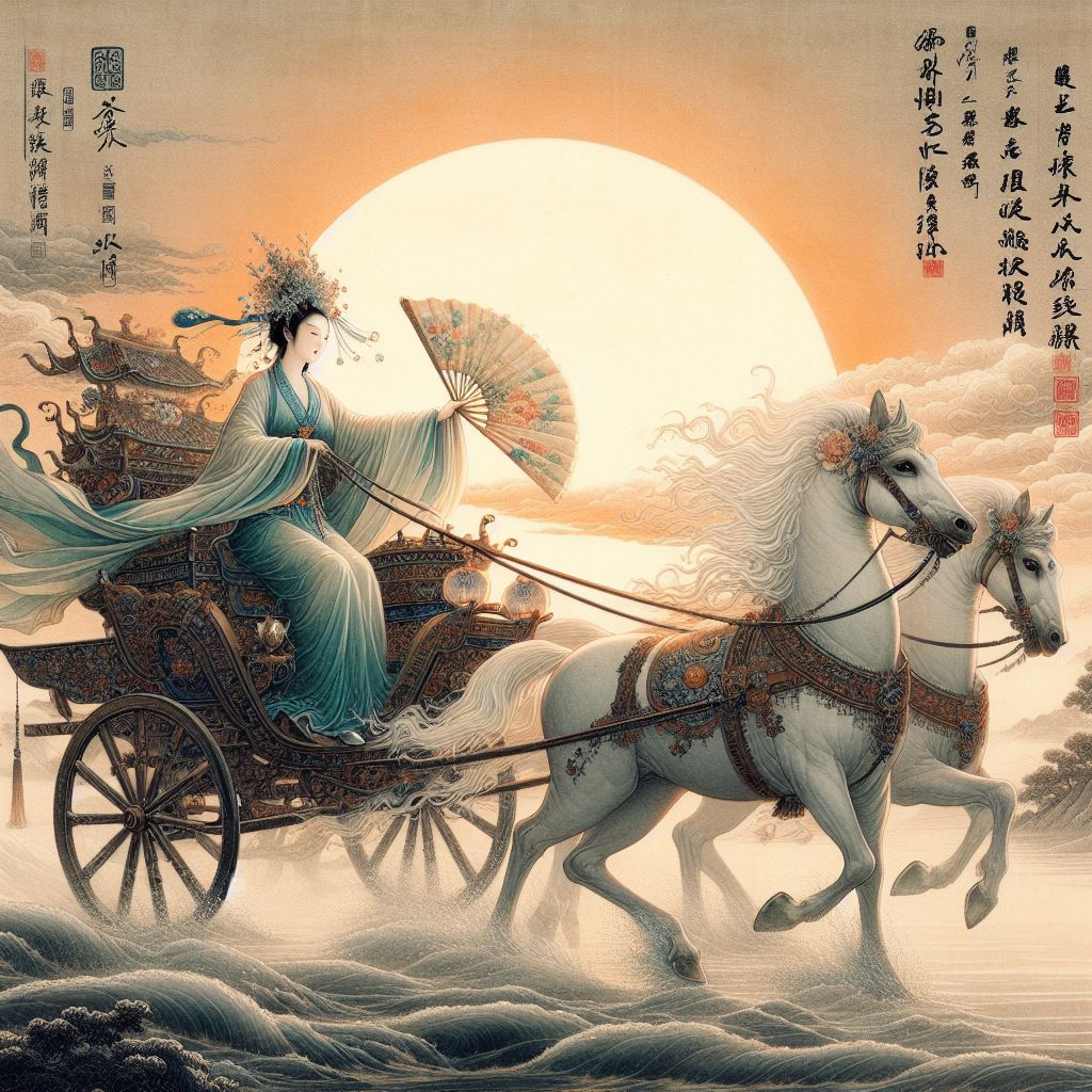 已驾七香车，心心待晓霞。