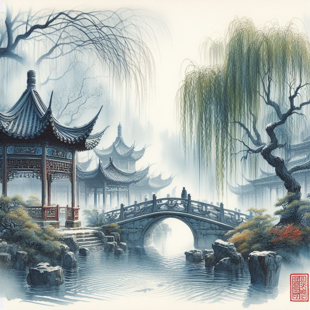 庭院深深深几许，杨柳堆烟，帘幕无重数。 Poster