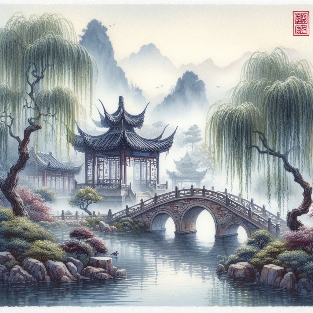 庭院深深深几许，杨柳堆烟，帘幕无重数。