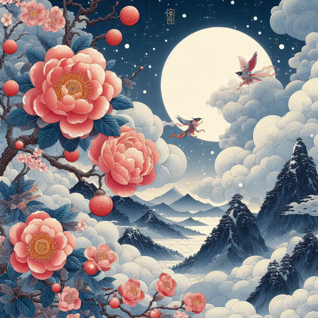 两岸荔枝红，万家烟雨中。