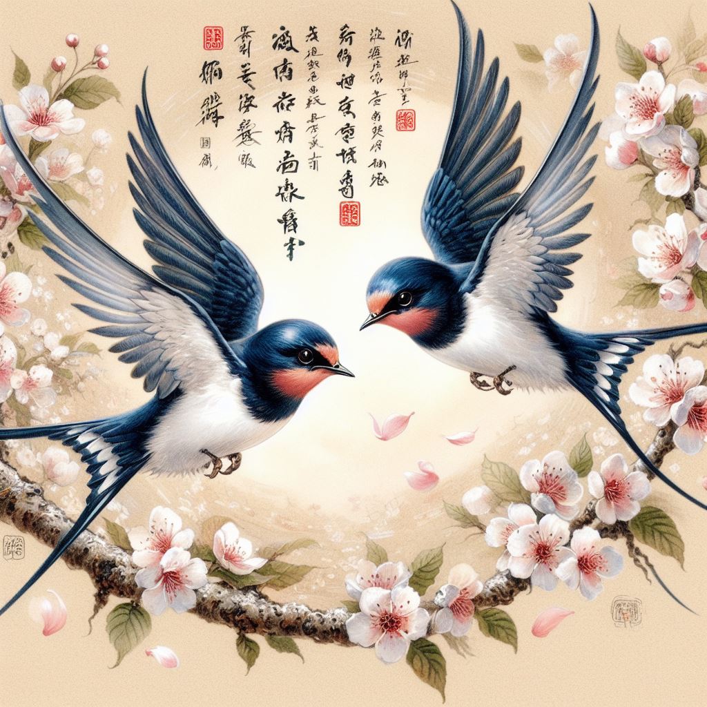 双燕飞来，陌上相逢否？撩乱春愁如柳絮。 Poster