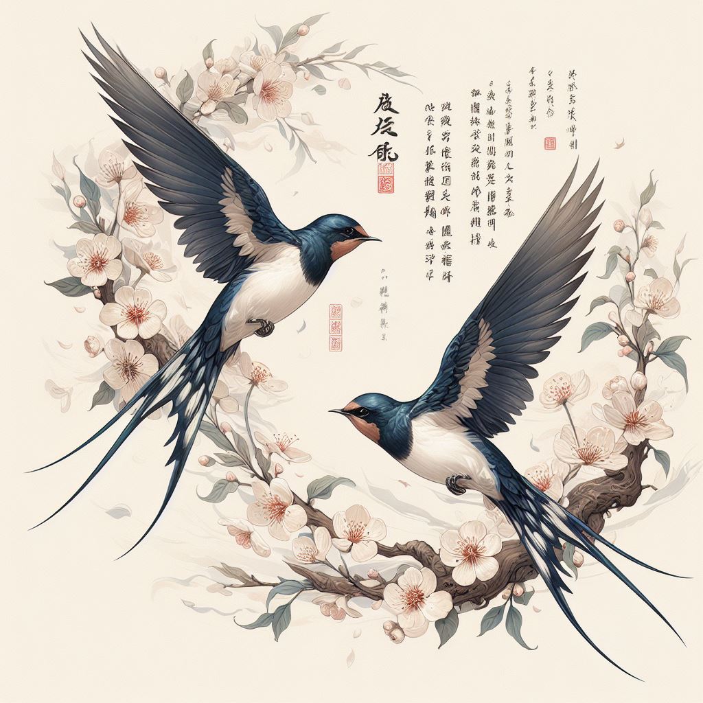 双燕飞来，陌上相逢否？撩乱春愁如柳絮。