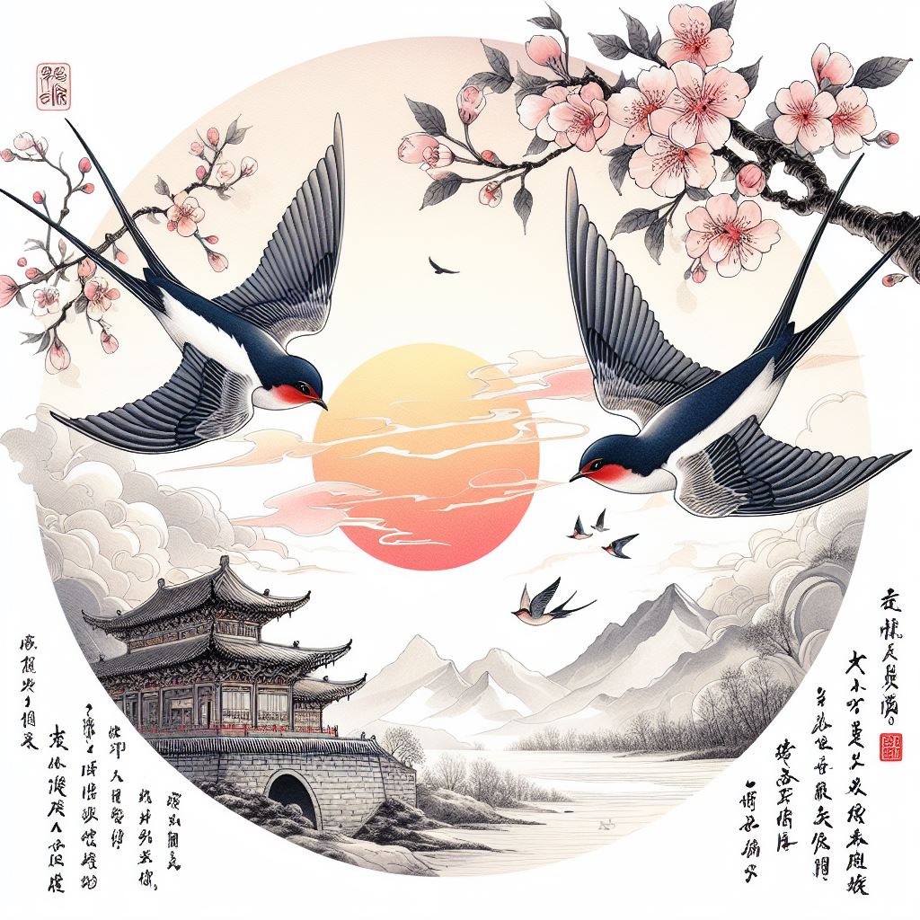 双燕飞来，陌上相逢否？撩乱春愁如柳絮。