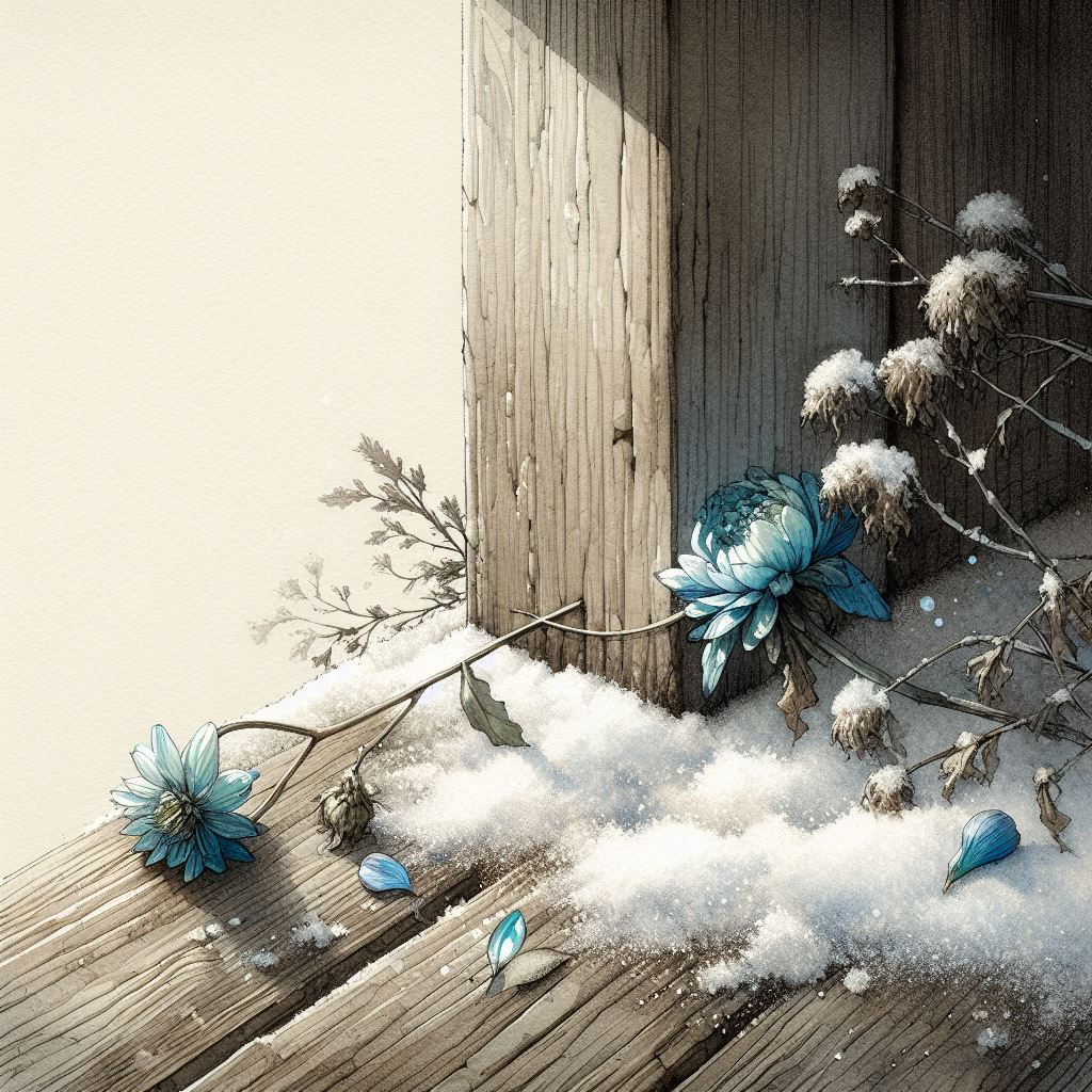 瘦雪一痕墙角，青子已妆残萼。