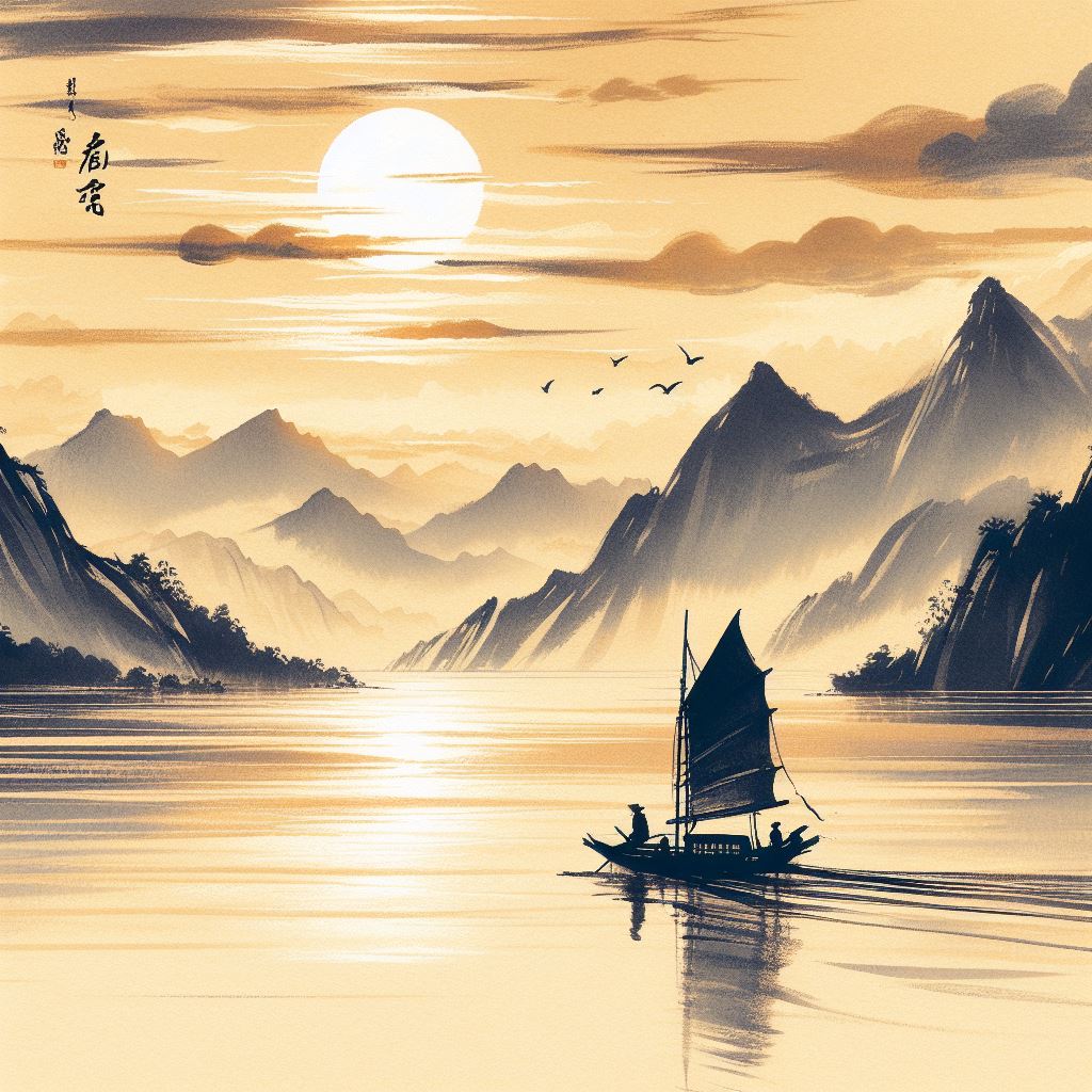 长江一帆远，落日五湖春。