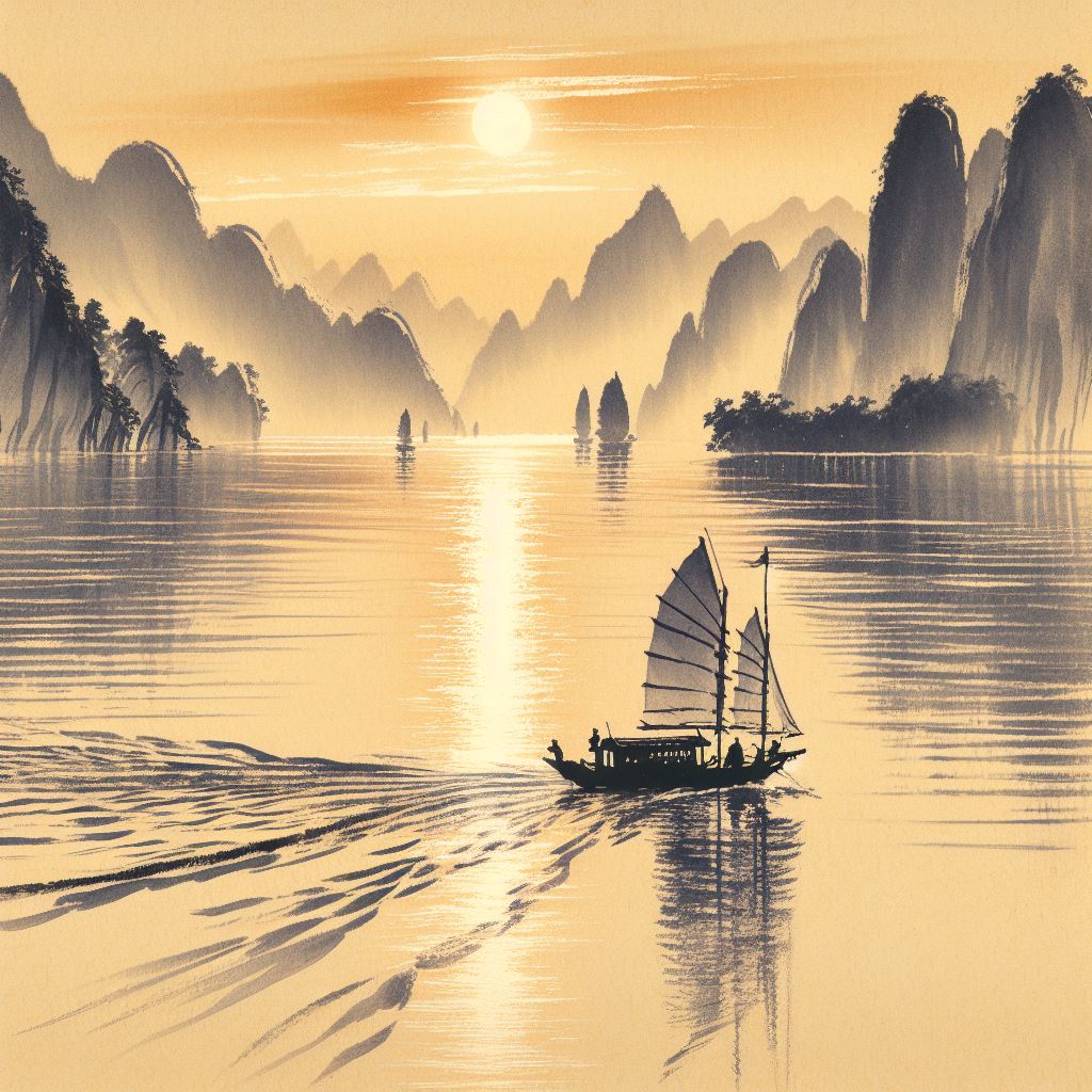 长江一帆远，落日五湖春。