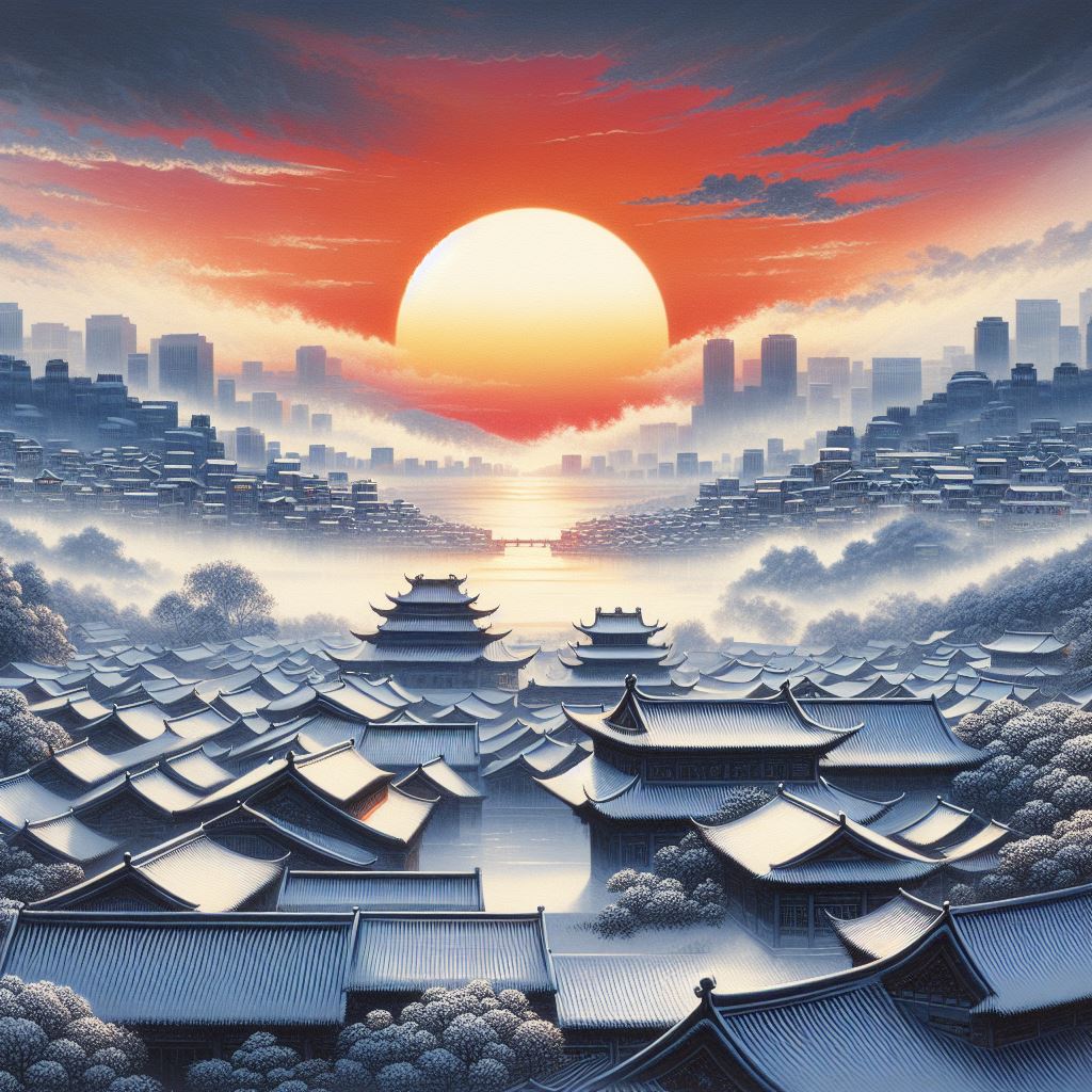 城里夕阳城外雪，相将十里异阴晴。 Poster