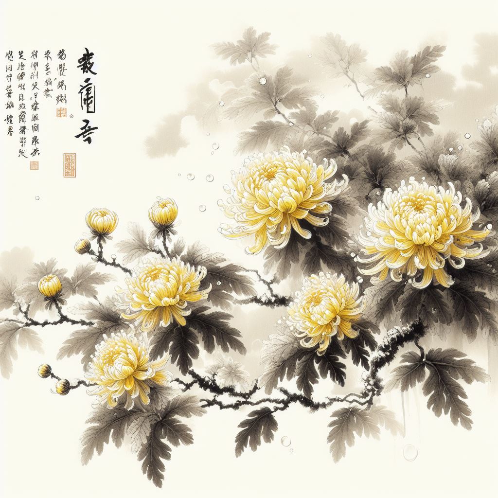 黄菊枝头生晓寒。人生莫放酒杯干。 Poster