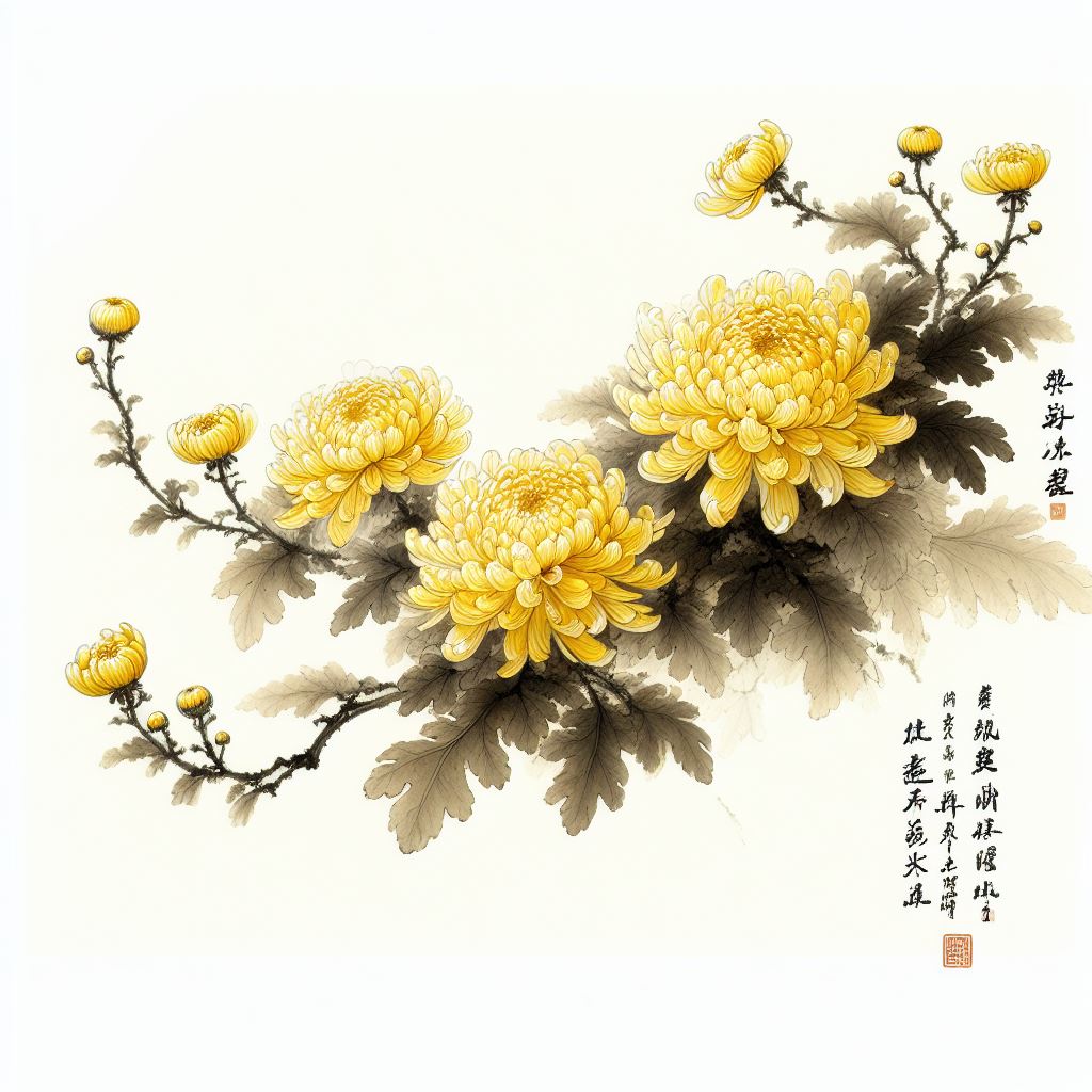黄菊枝头生晓寒。人生莫放酒杯干。