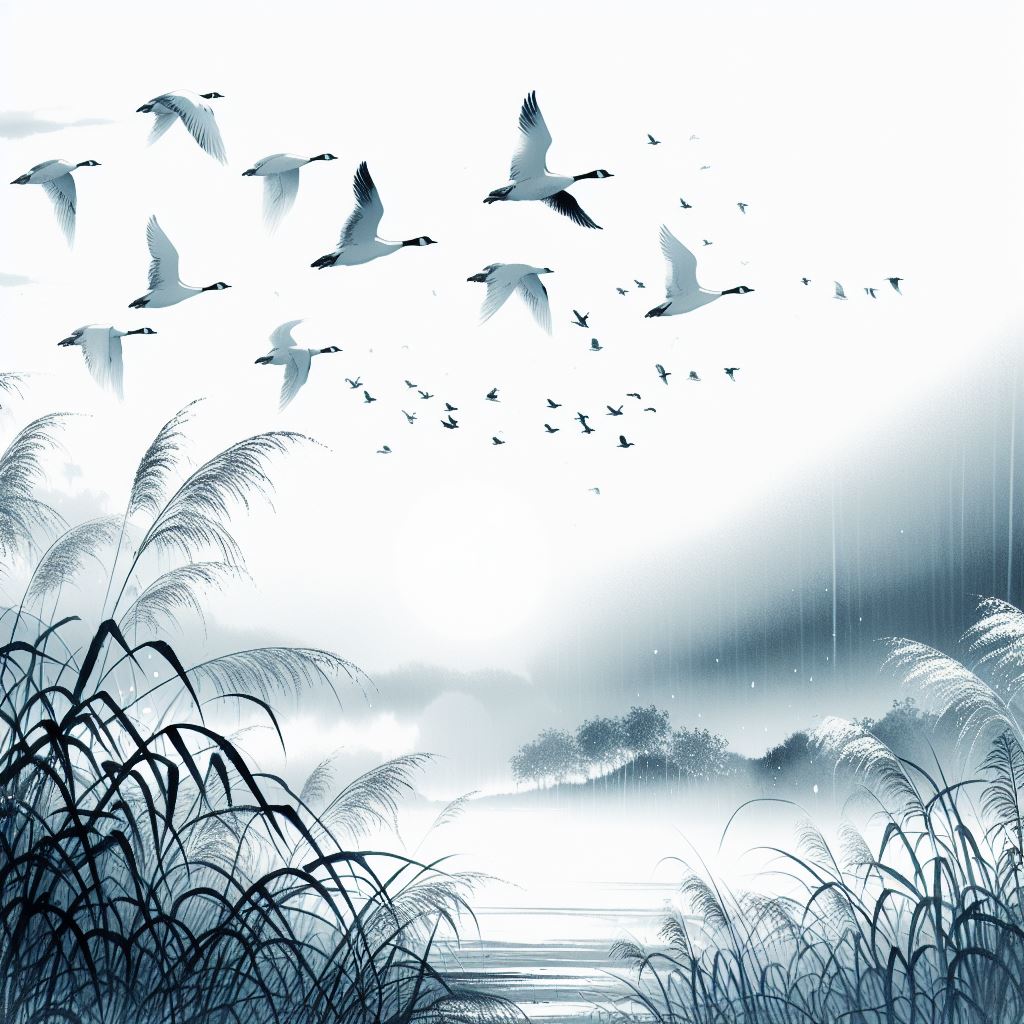 白雁乱飞秋似雪，清露生凉夜。