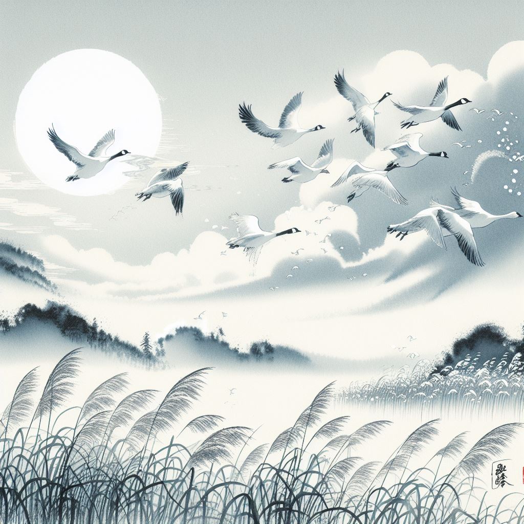 白雁乱飞秋似雪，清露生凉夜。