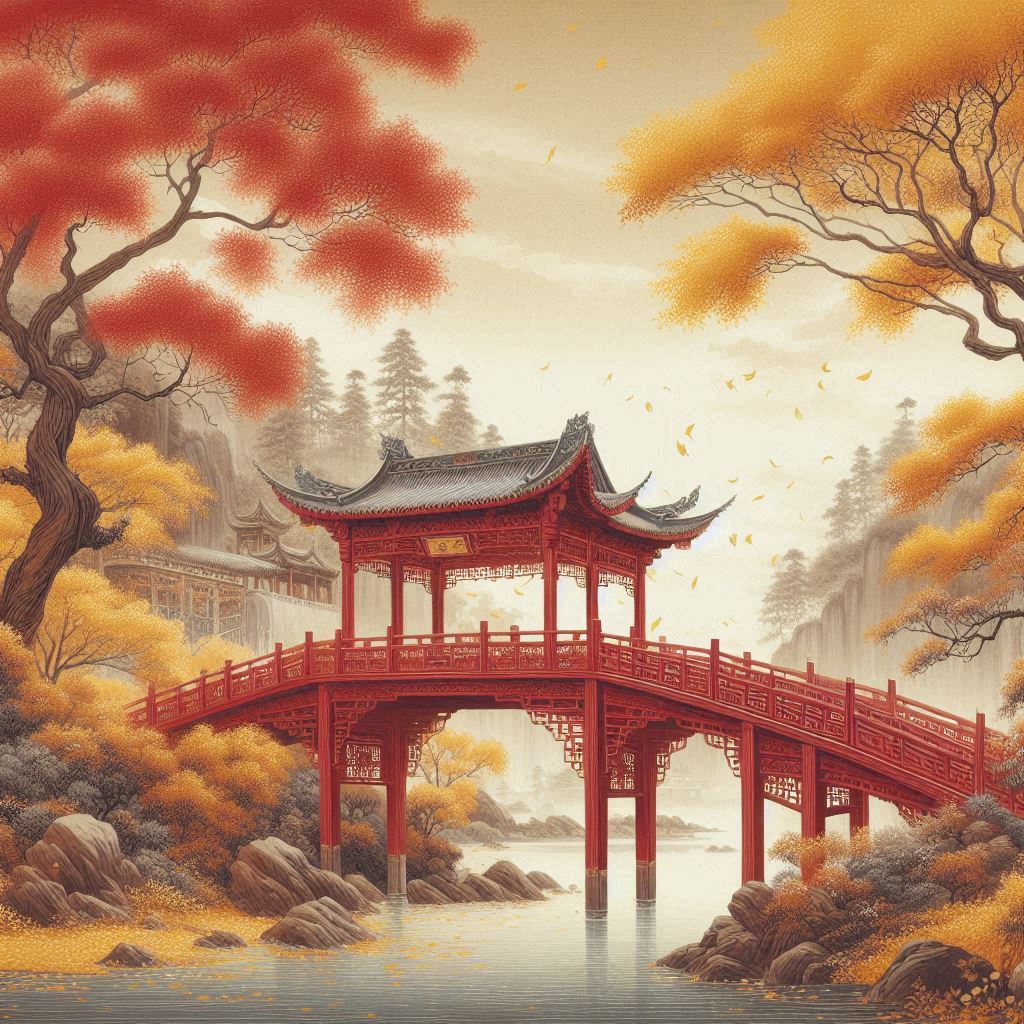 当时相候赤栏桥，今日独寻黄叶路。