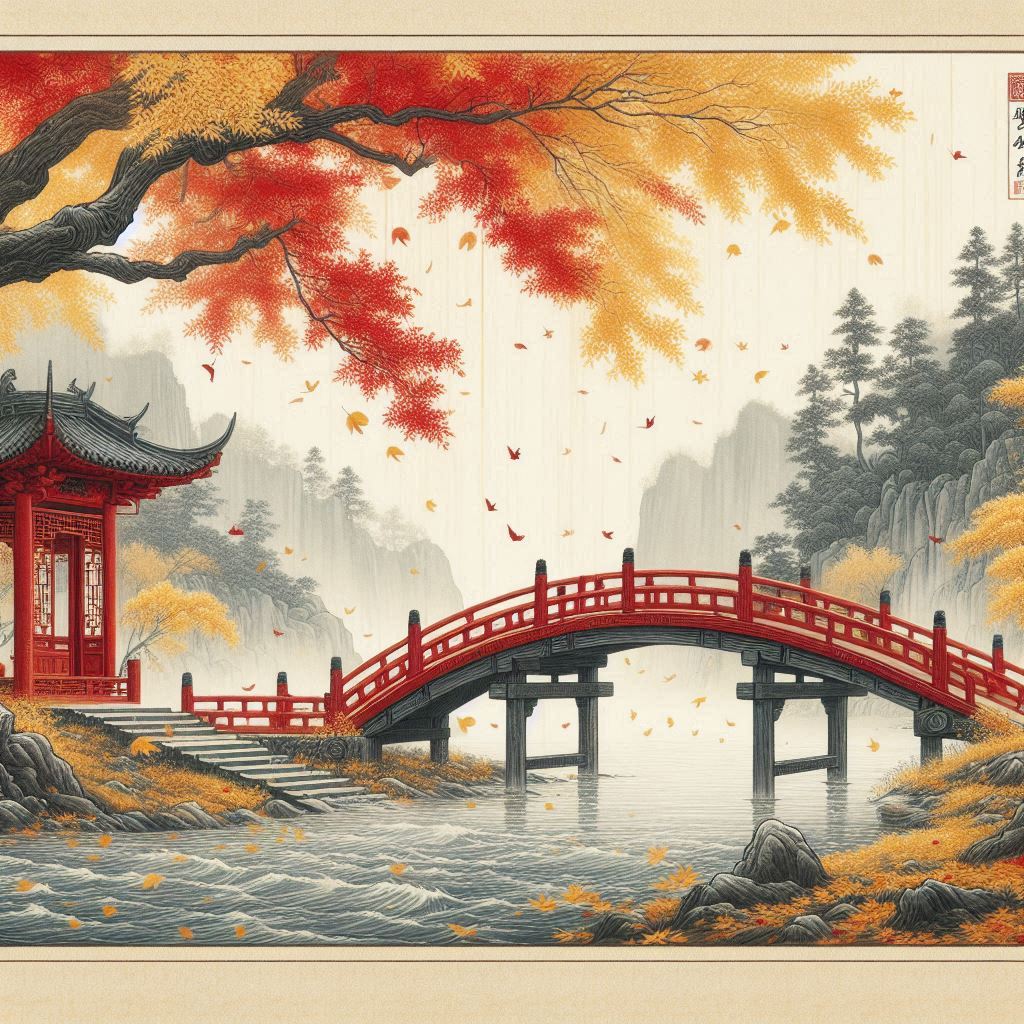 当时相候赤栏桥，今日独寻黄叶路。