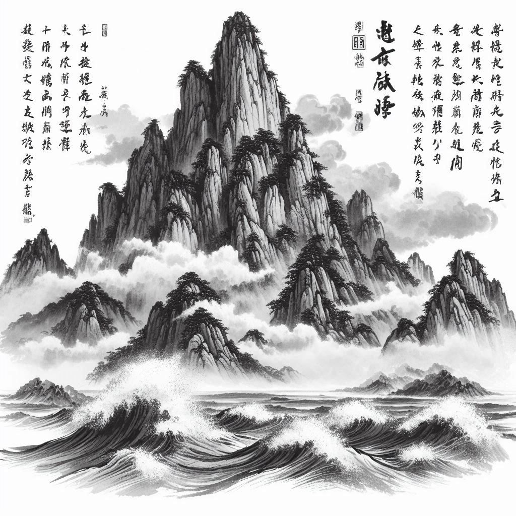 泰山嵯峨夏云在，疑是白波涨东海。