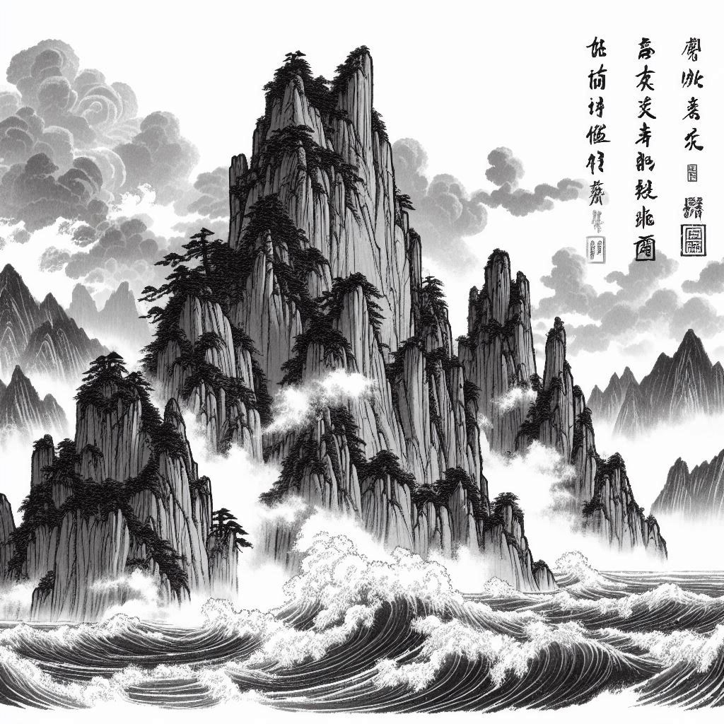 泰山嵯峨夏云在，疑是白波涨东海。