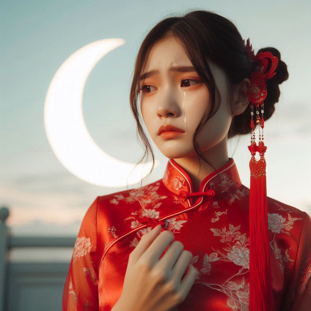 残月出门时，美人和泪辞。
