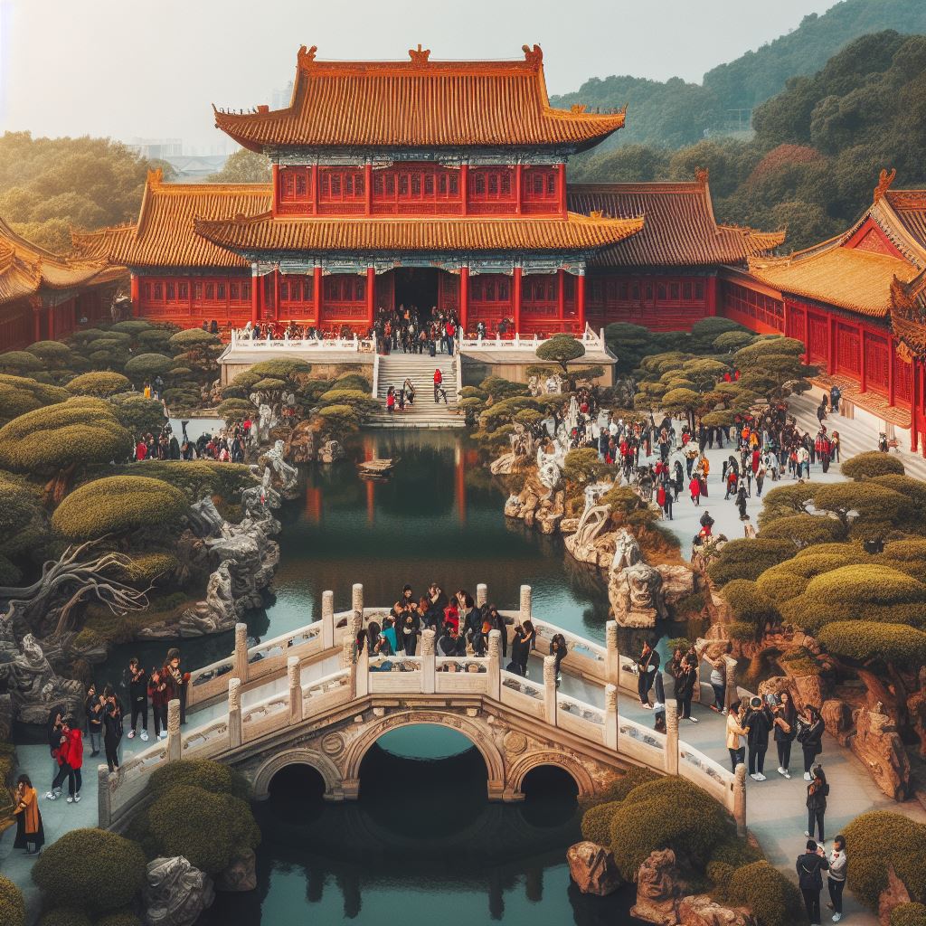 古宫闲地少，水港小桥多。