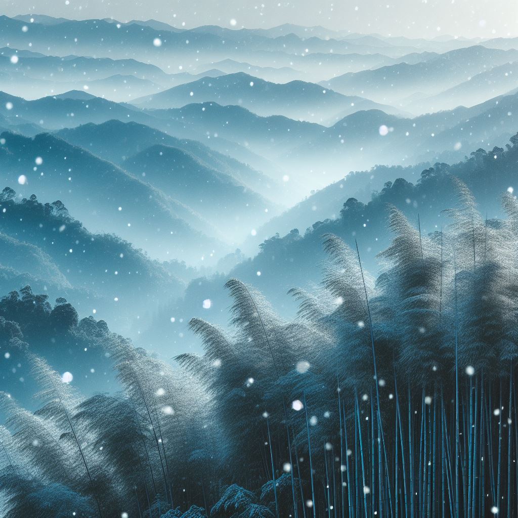 隔牖风惊竹，开门雪满山。