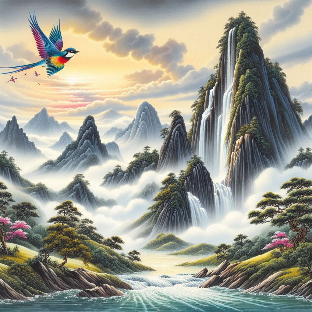 微吟不道惊溪鸟，飞入乱云深处啼。