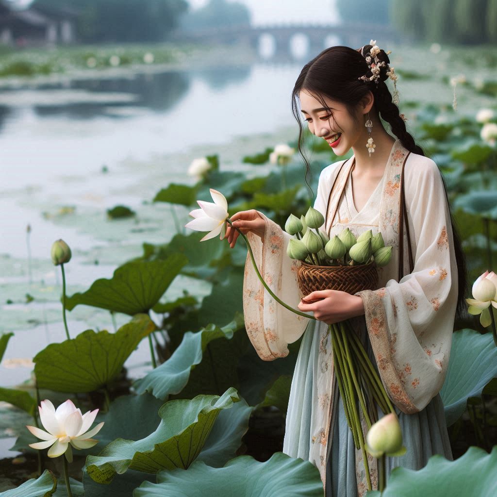 若耶溪傍采莲女，笑隔荷花共人语。