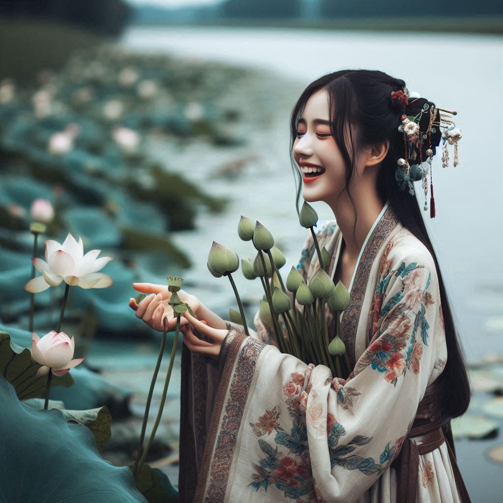 若耶溪傍采莲女，笑隔荷花共人语。