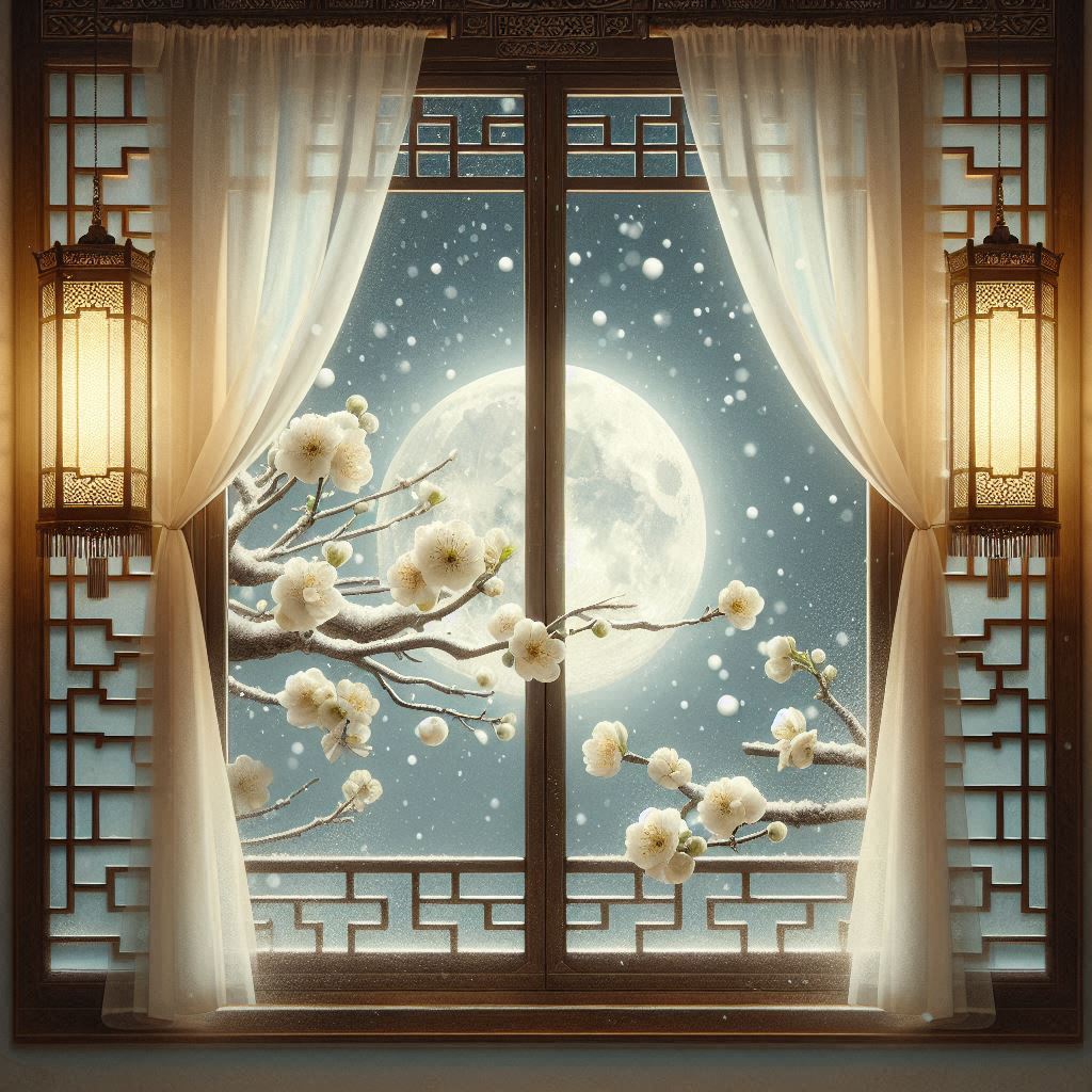 水晶帘外娟娟月，梨花枝上层层雪。 Poster