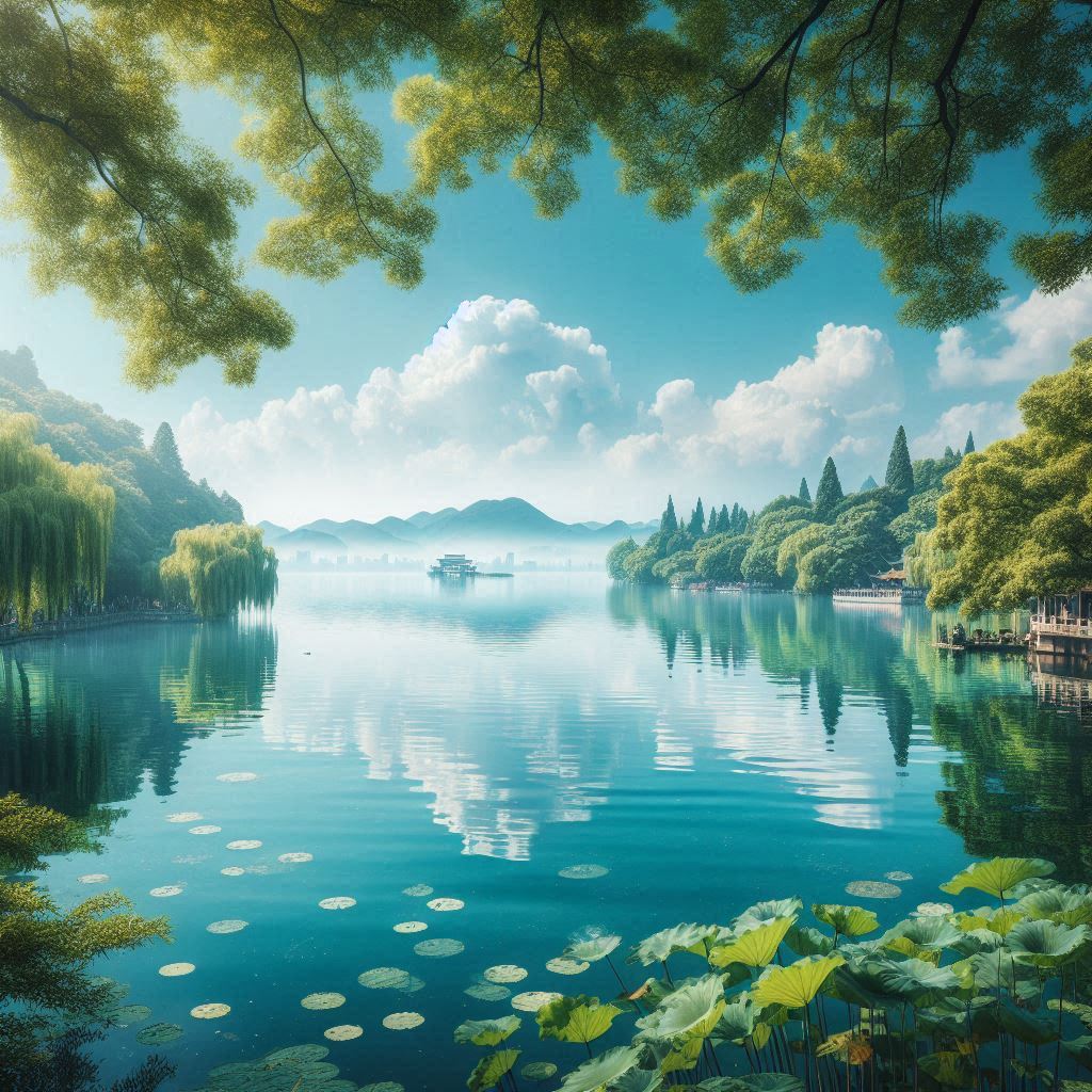 天容水色西湖好，云物俱鲜。 Poster