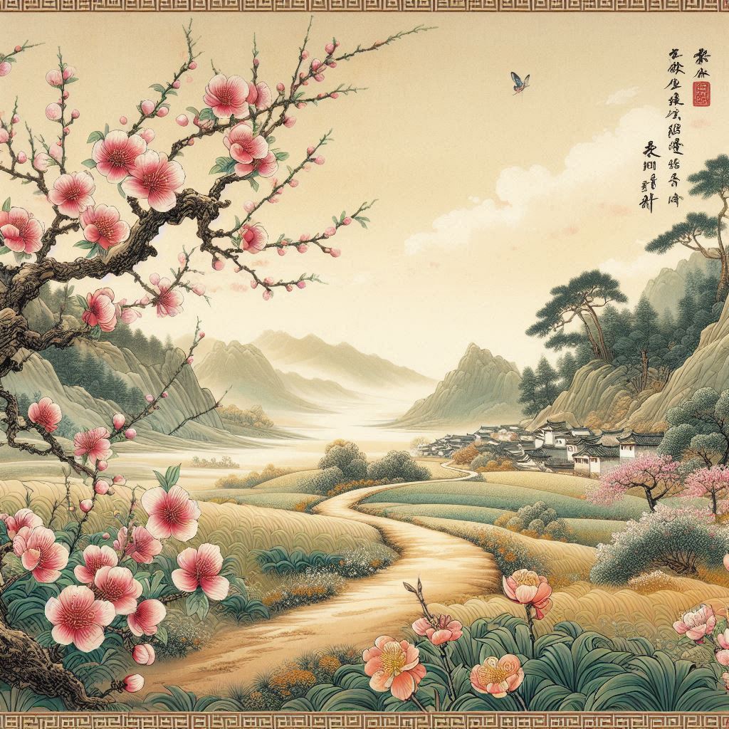 柳下桃蹊，乱分春色到人家。