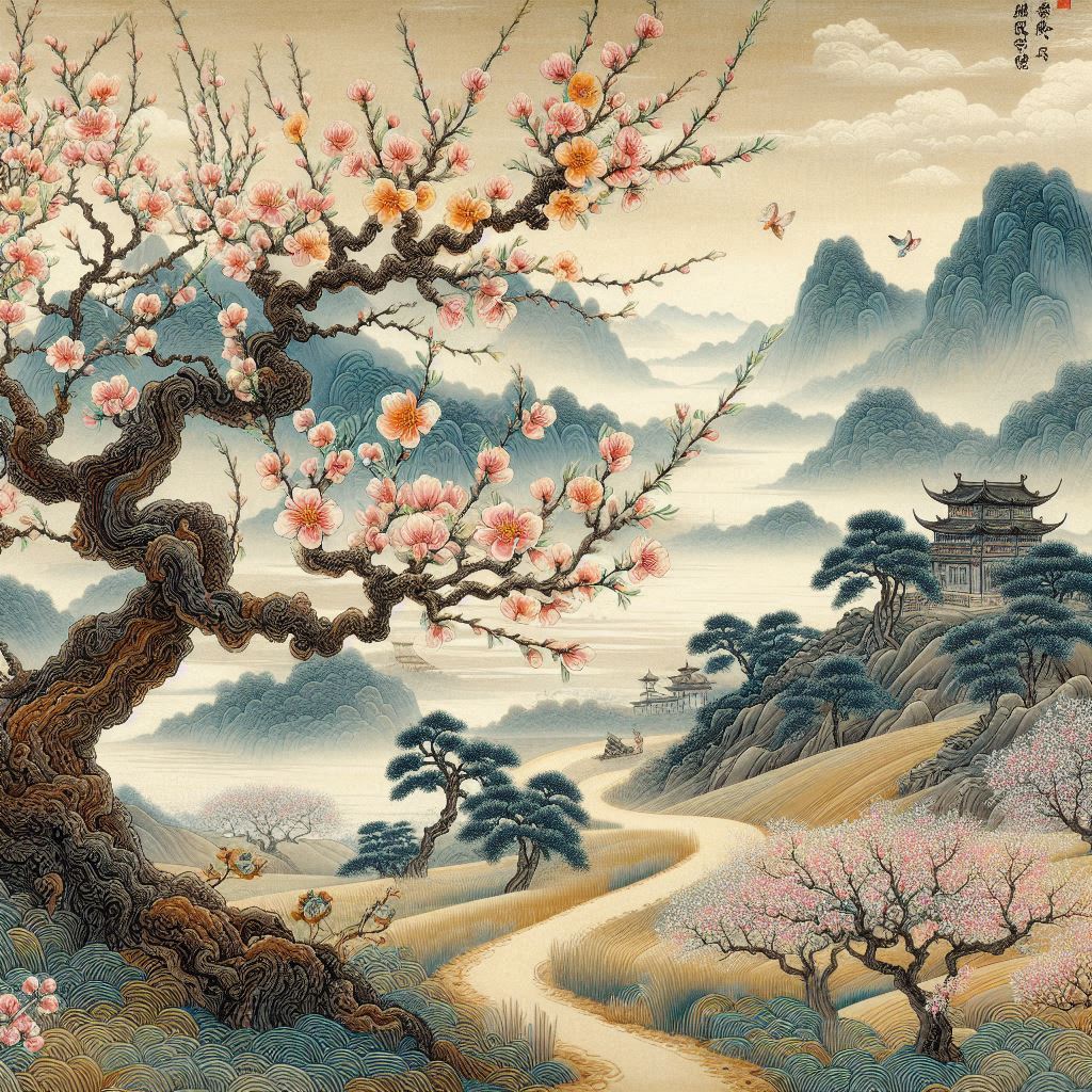 柳下桃蹊，乱分春色到人家。